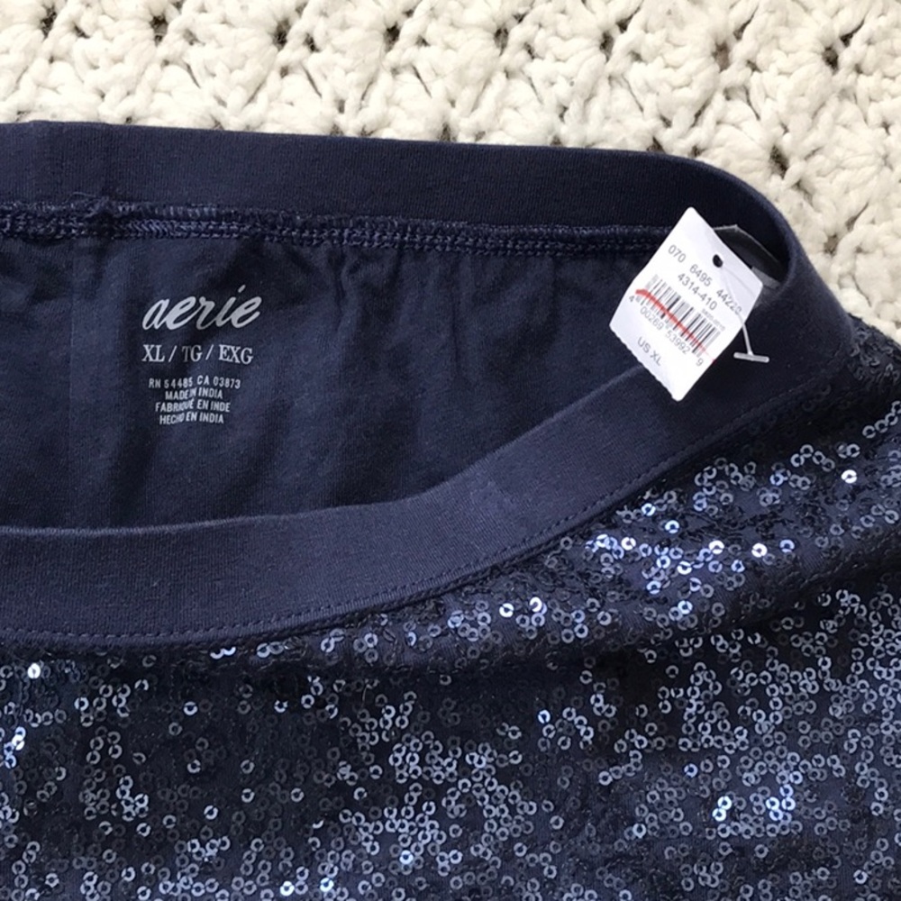 Aerie Navy Sequin Women Shorts - Picture 3 of 4